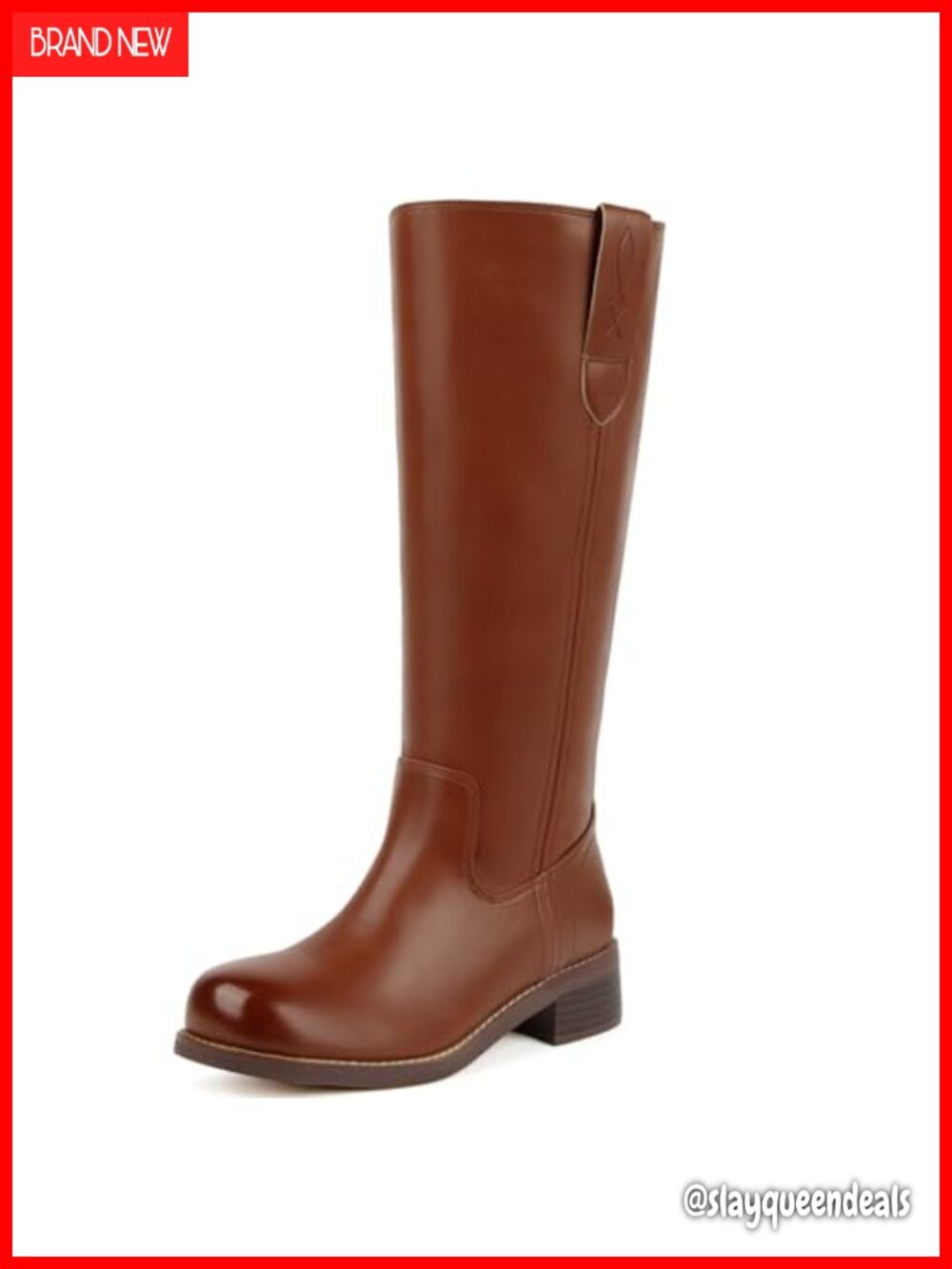 Knee High Vegan Faux Leather Low Heel Pull On Moto Boots